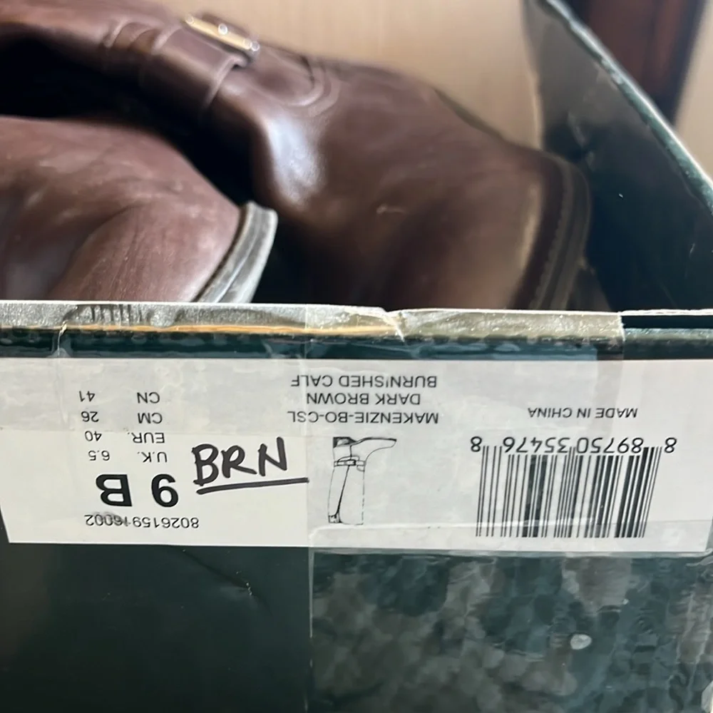 zip up LRL Brown Leather Knee-High Boots with side buckle - Picture 12 of 15